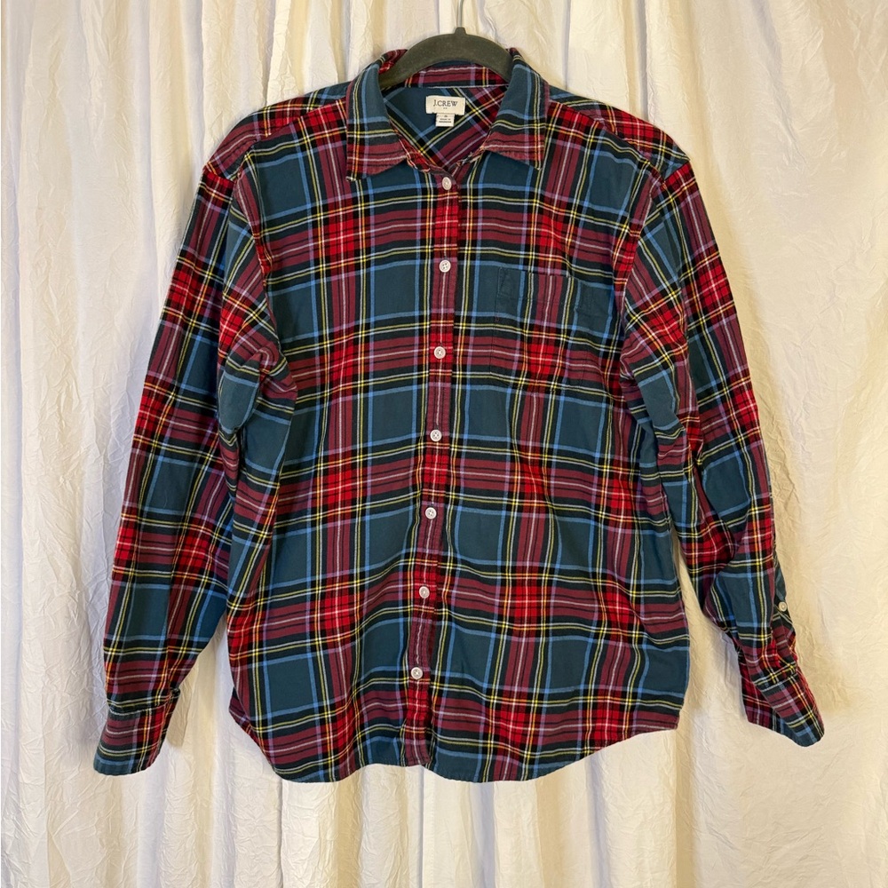 J. Crew Women’s S Plaid Shirt - Red, Yellow Green, and Blue